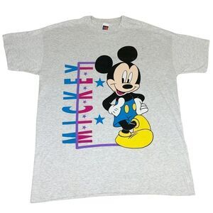 Vintage Mickey Mouse Sleep Shirt Night Gown One Size Gray Single Stitch